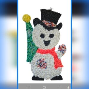 Melted Plastic Pipcorn Snowman Holiday Decor